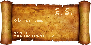 Róna Samu névjegykártya